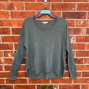 Madewell Womens Small Merino Wool Blend Southstar Olive Green Hi Lo Sweater